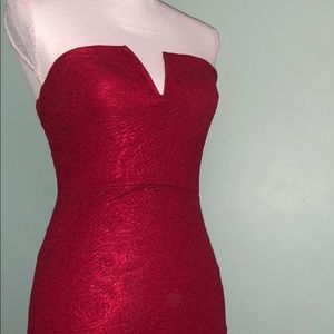 Red strapless dress form fitting mini